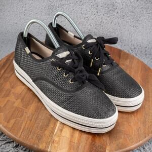 Keds Kate Spade Black Lace Up Platform Sneakers Womens Size 10